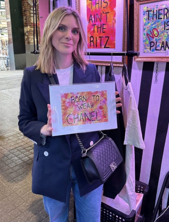 A collector with Born to Wear Chanel at Luis Alvarez's stall