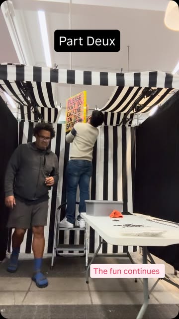 Luis setting up the stall